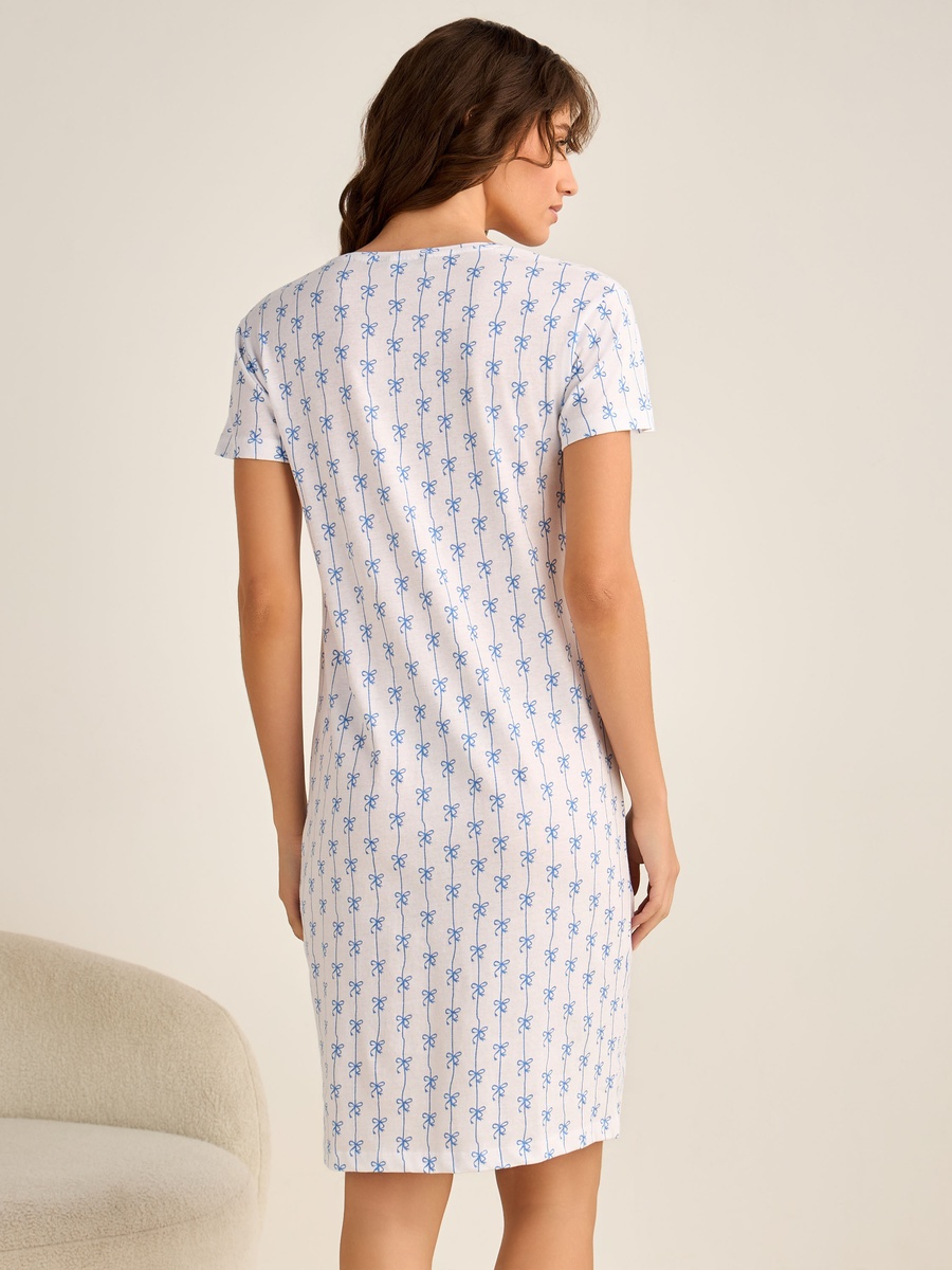 Printed Sleepshirt with Short Sleeves