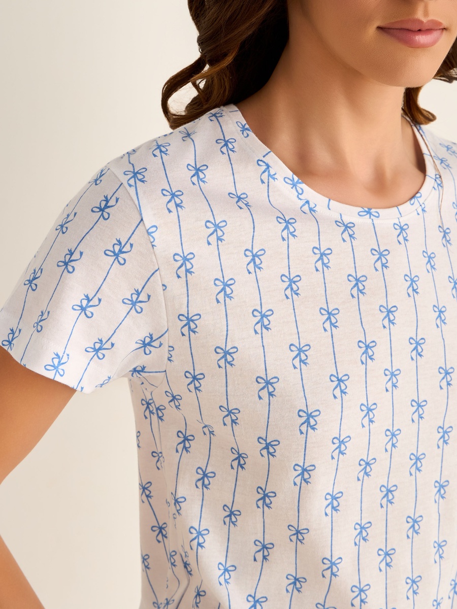 Printed Sleepshirt with Short Sleeves