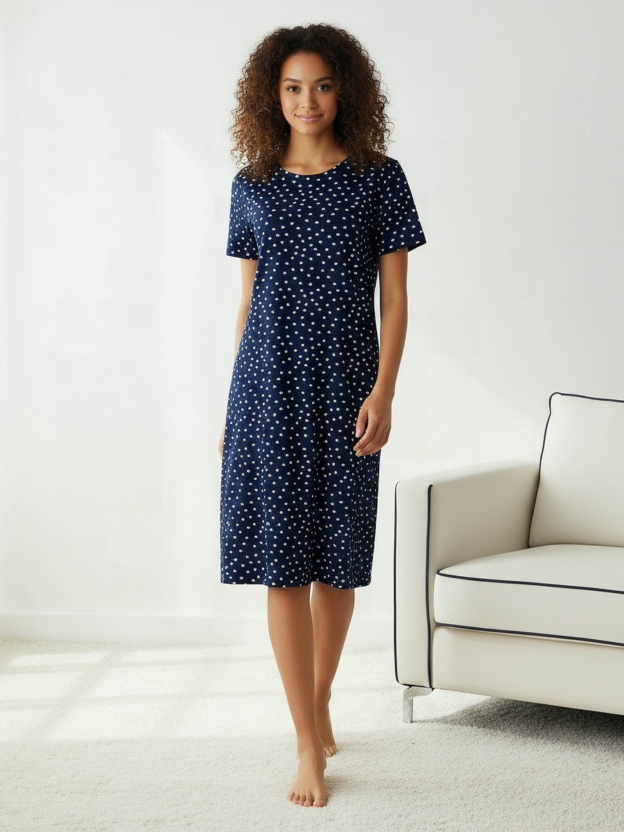 Printed Sleepshirt with Short Sleeves