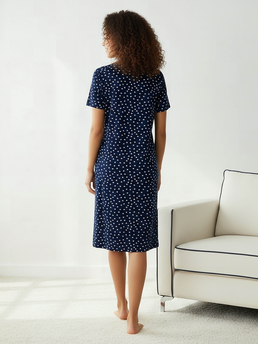 Printed Sleepshirt with Short Sleeves