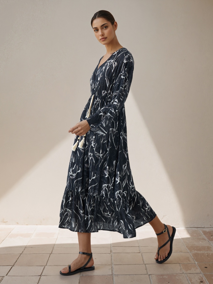 Floral Print Kaftan Dress Viscose