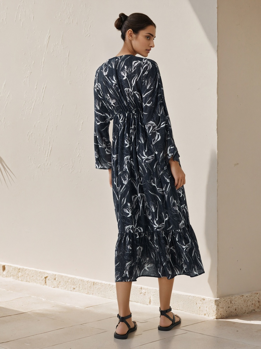 Floral Print Kaftan Dress Viscose
