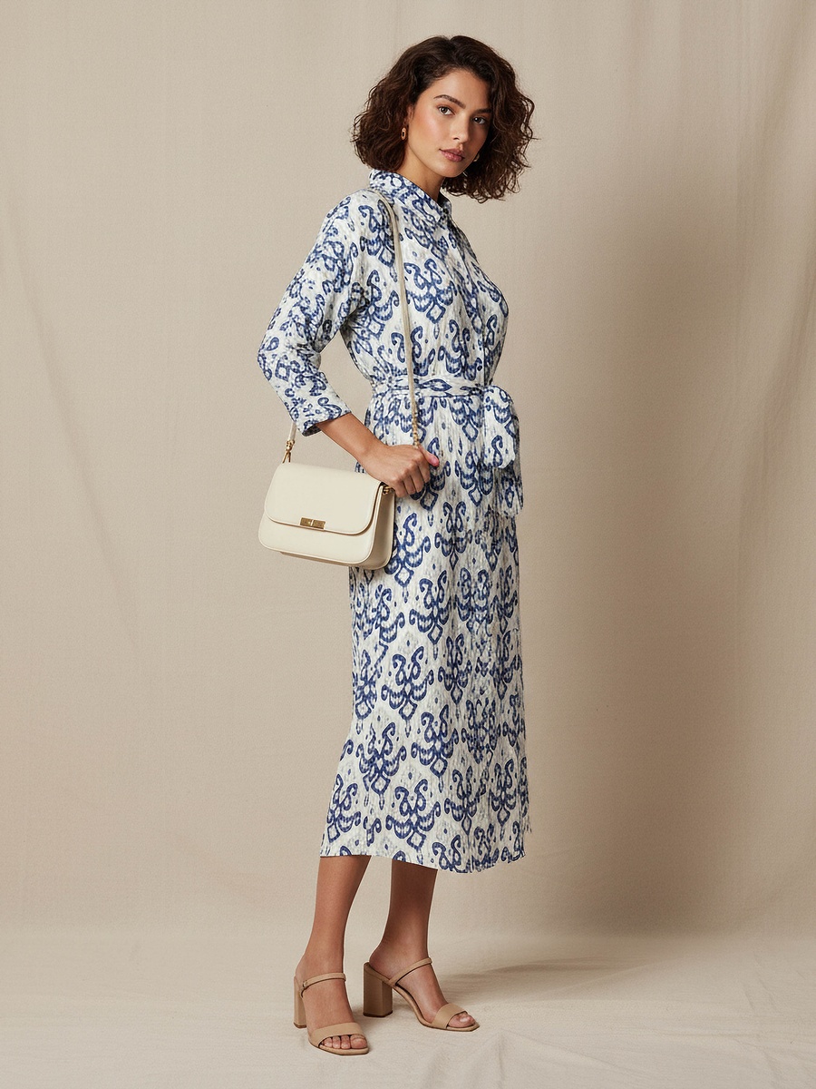 Printed Cotton Dress with High-Low Hemline