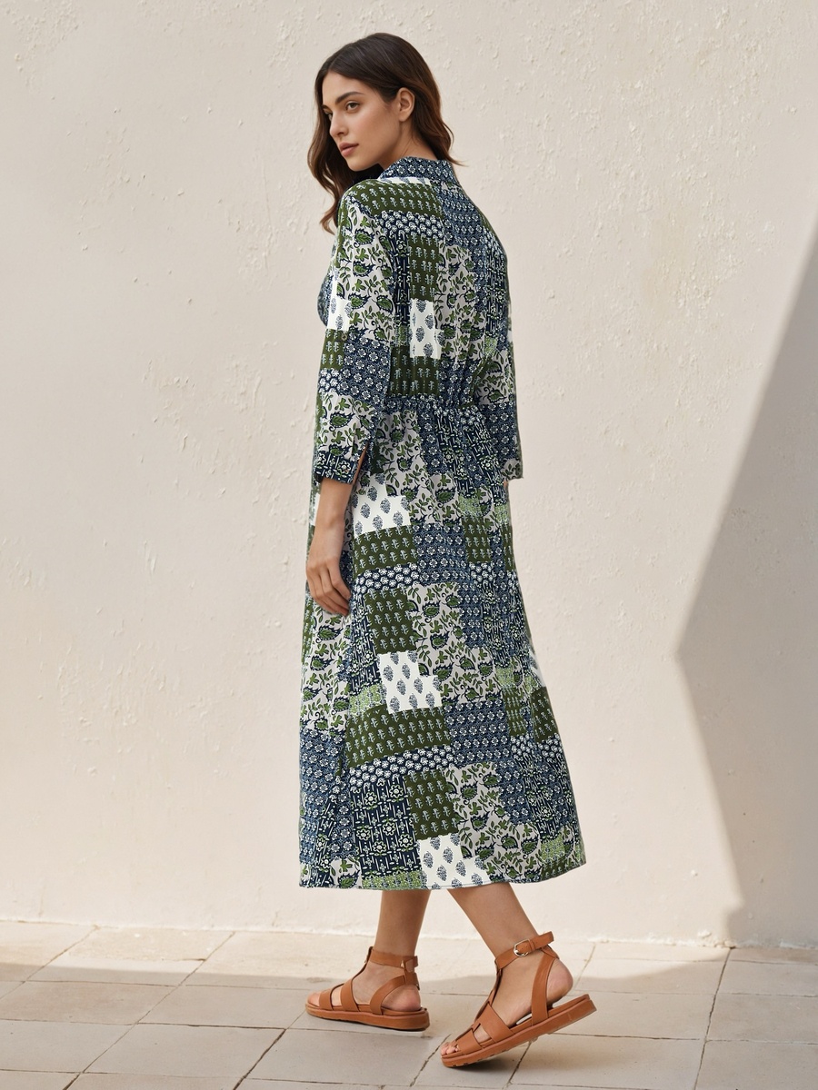 Midi Shirt Dress with Floral Print