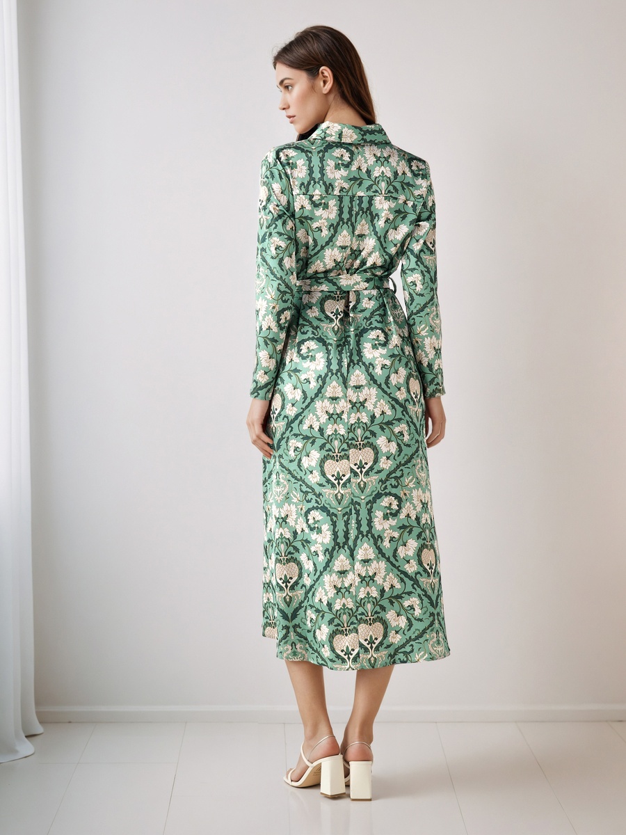 Floral Print Shirt Dress with Tie-Up Detail