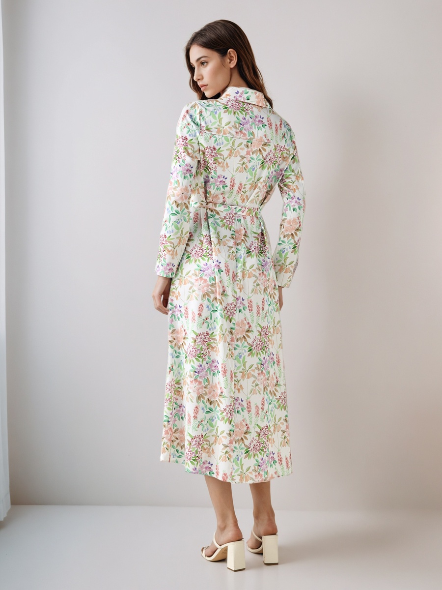 Floral Print Shirt Dress with Tie-Up Detail