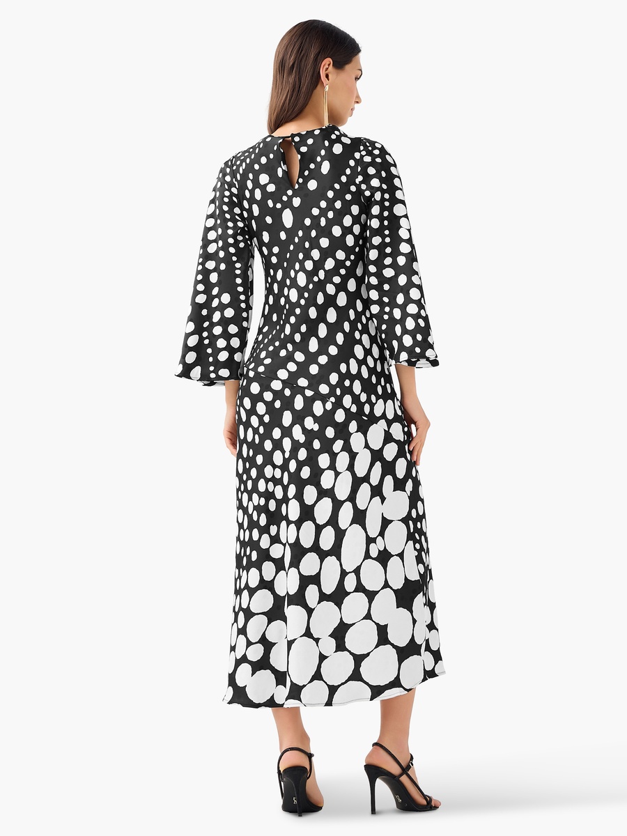Polka Dot A-Line Corsage Detail Dress