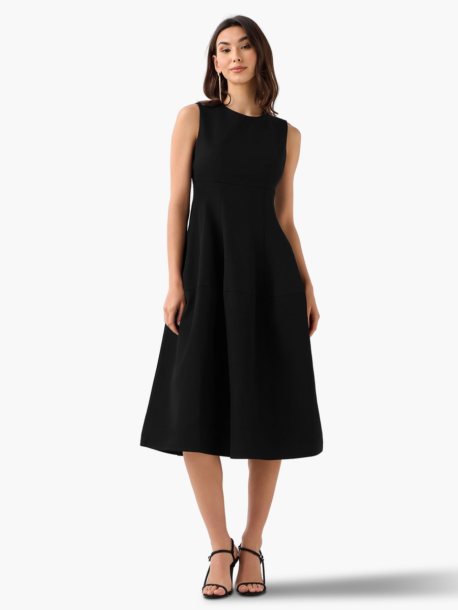 A-Line Midi Dress with Pleated Detail
