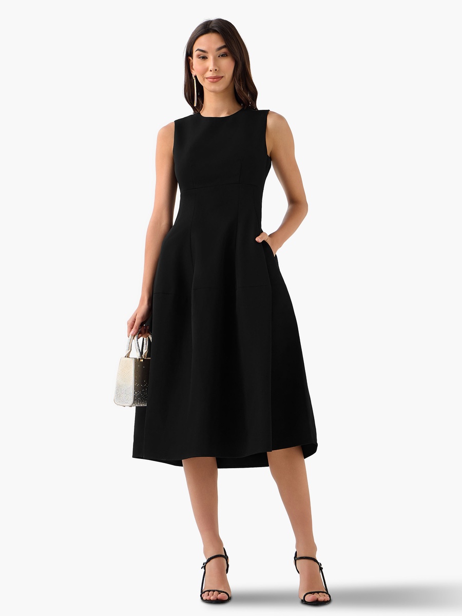 A-Line Midi Dress with Pleated Detail