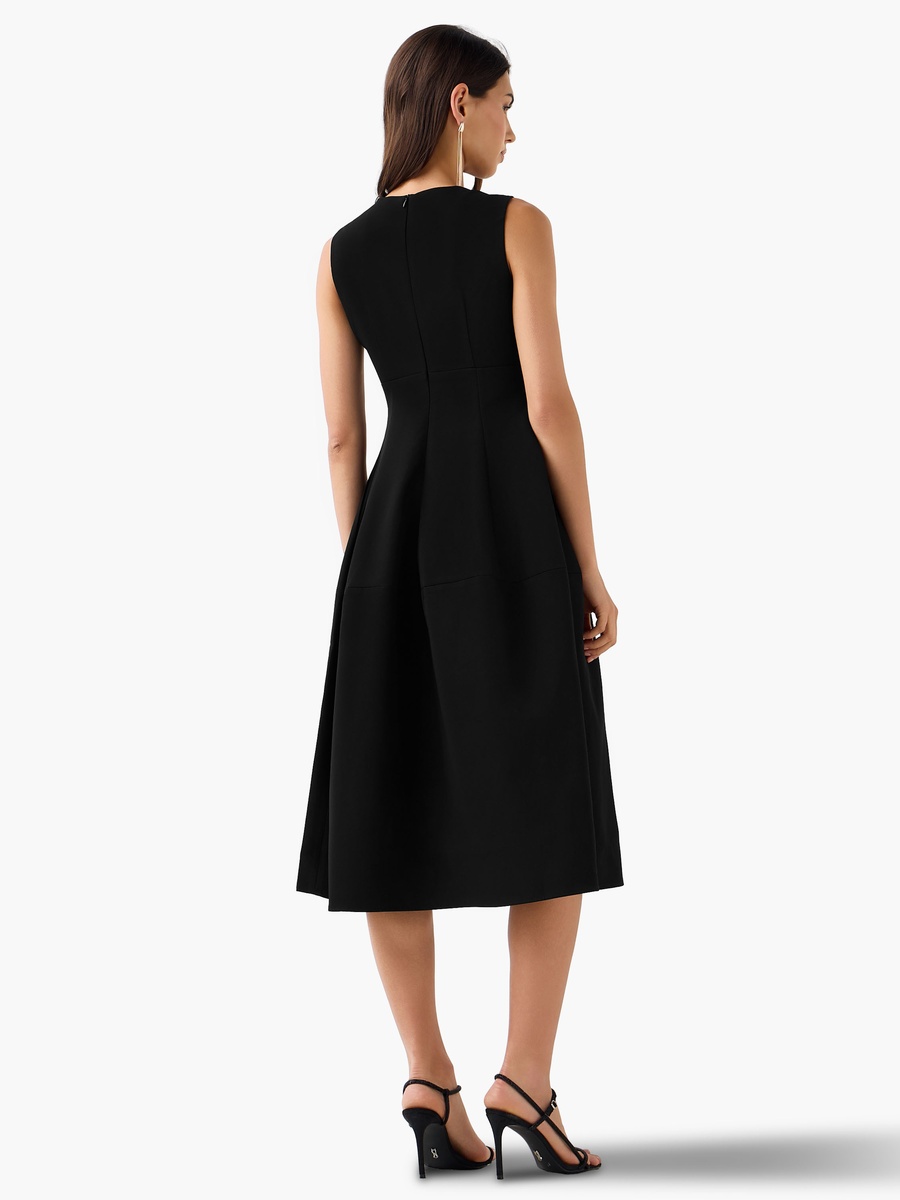 A-Line Midi Dress with Pleated Detail