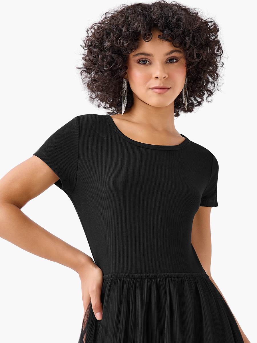 A-Line Midi Dress with Ruffle Trim
