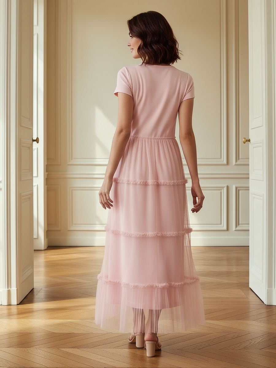 A-Line Midi Dress with Ruffle Trim