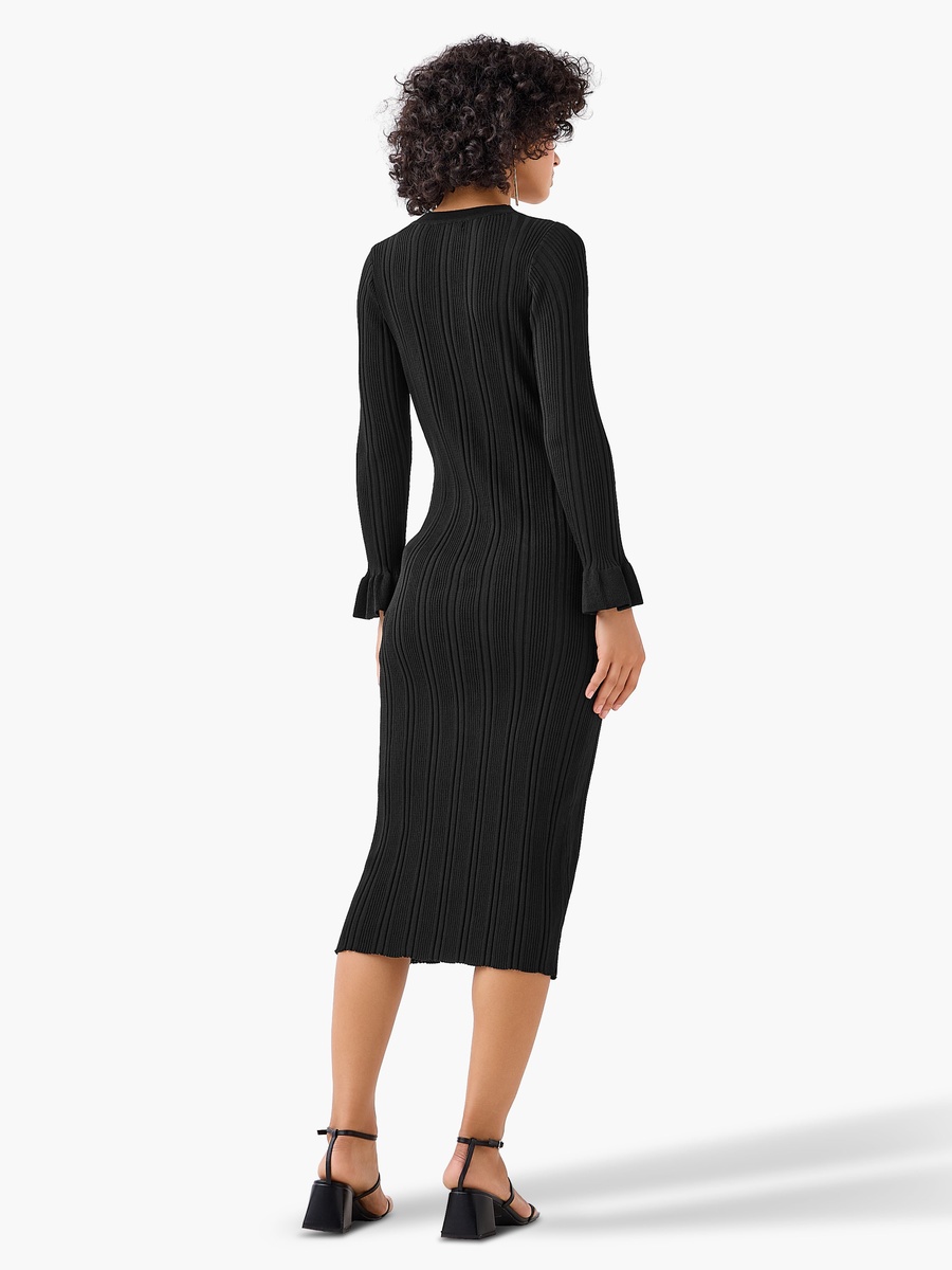 Bodycon Midi Dress with V Neck