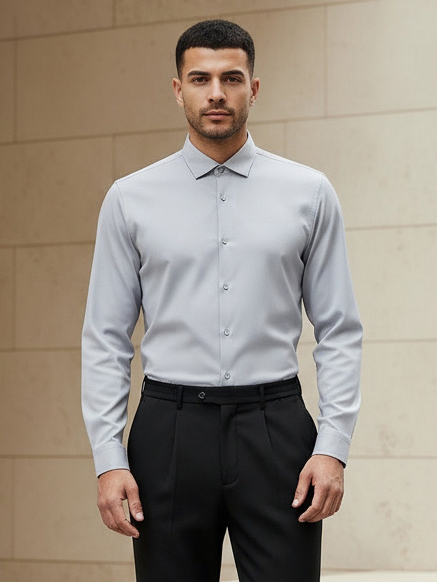 Men Regular Fit Collared Textured Long Sleeves Shirt