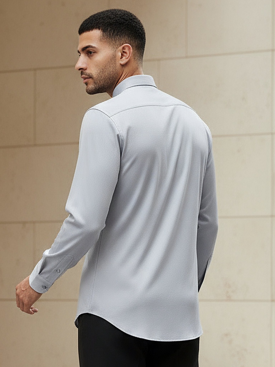 Men Regular Fit Collared Textured Long Sleeves Shirt