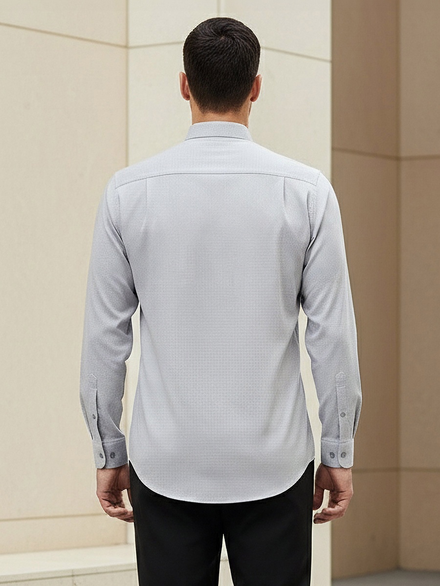 Men Regular Fit Collared Textured Long Sleeves Shirt