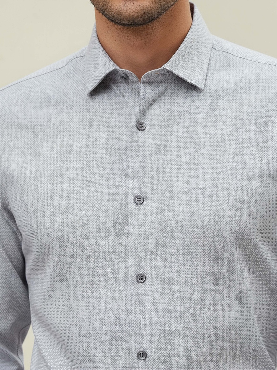 Men Regular Fit Collared Textured Long Sleeves Shirt