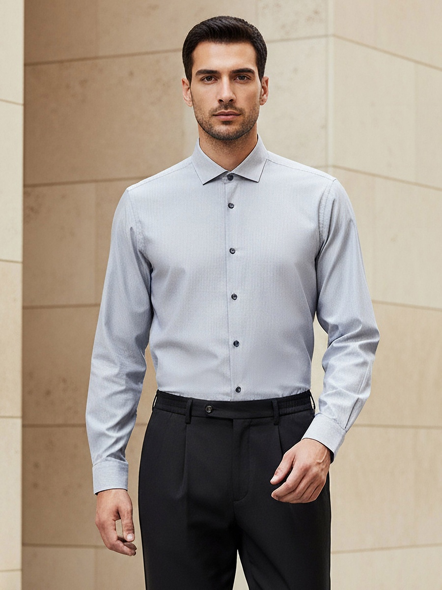Men Regular Fit Collared Striped Long Sleeves Shirt
