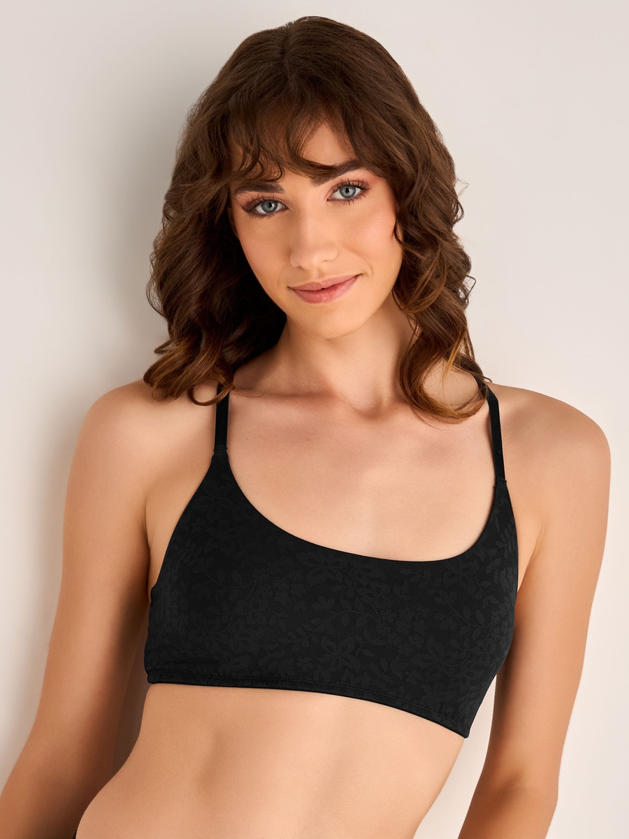 Floral Lace Textured Support Bra