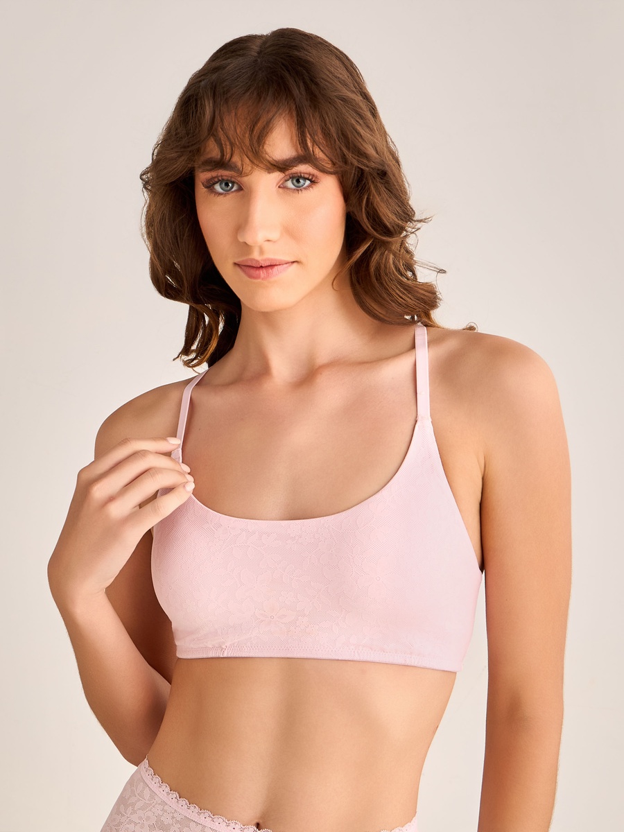 Floral Lace Textured Support Bra