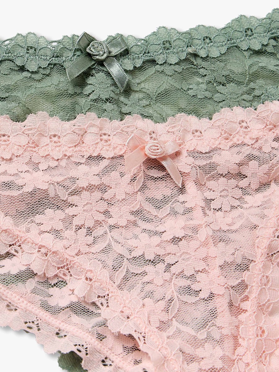 Set of 2 - Bikini Briefs with Lace Trim