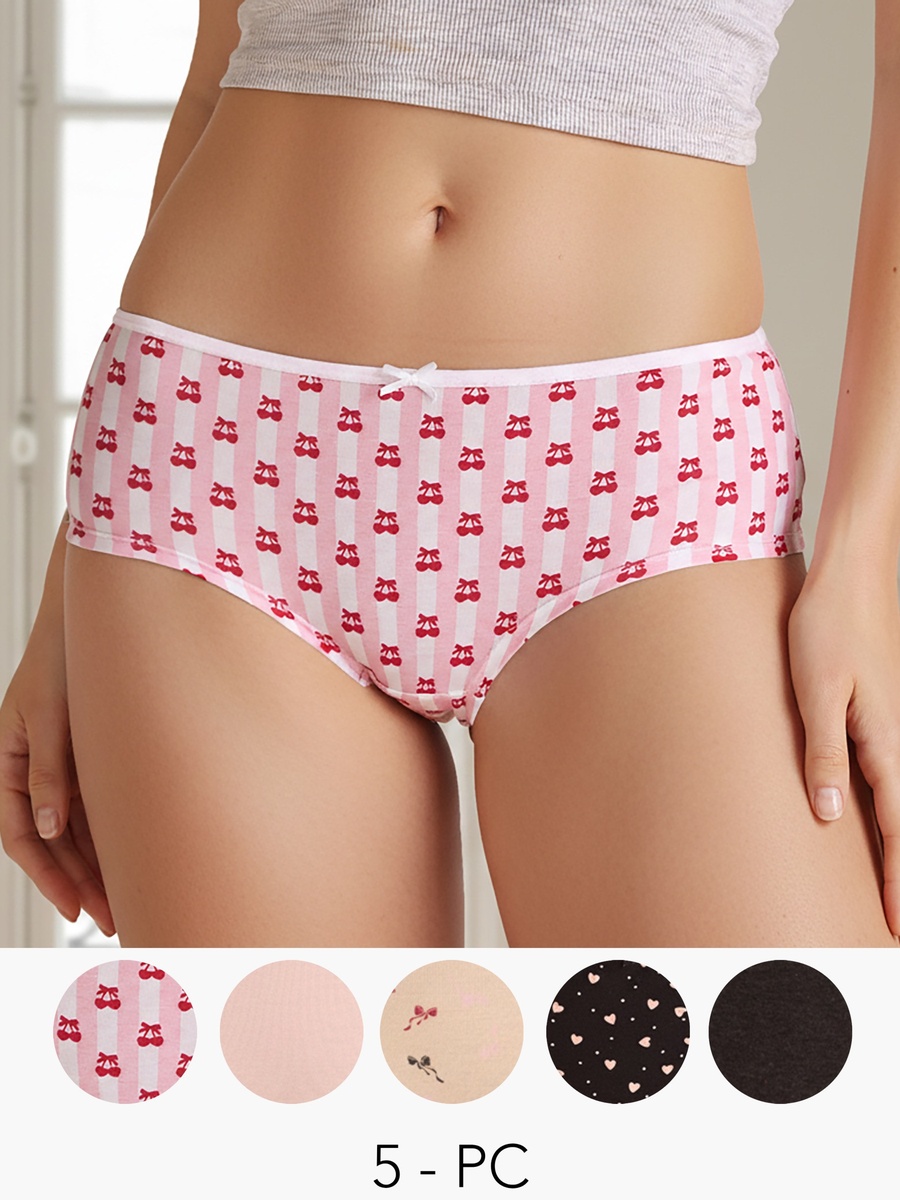 Set of 5 - Hipster Briefs with Assorted Print