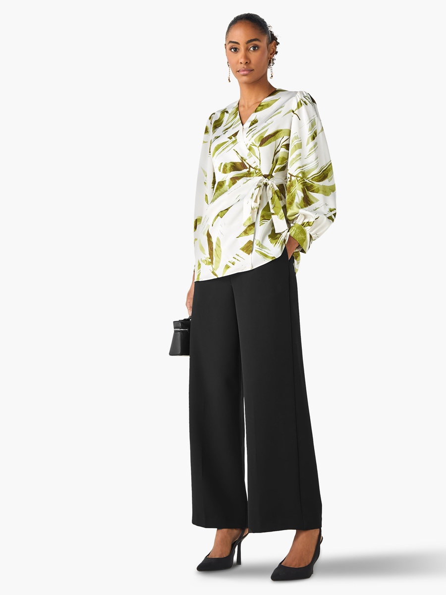 Relaxed Fit Polyester Wrap Top with Tie-Ups