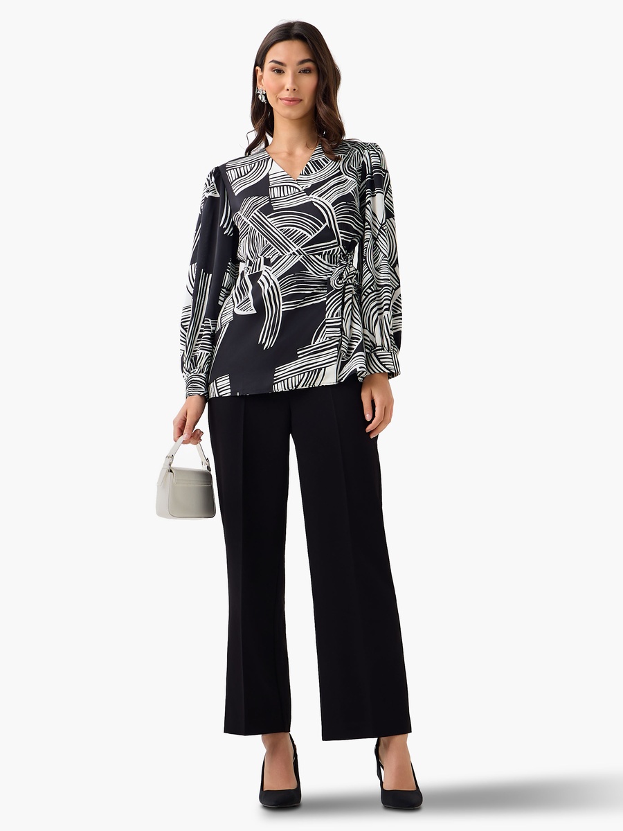 Regular Fit Wrap Top with Geometric Print