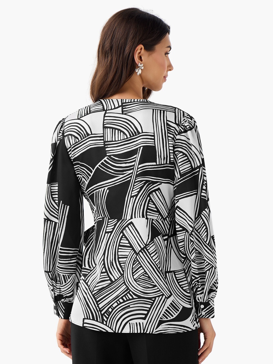 Regular Fit Wrap Top with Geometric Print