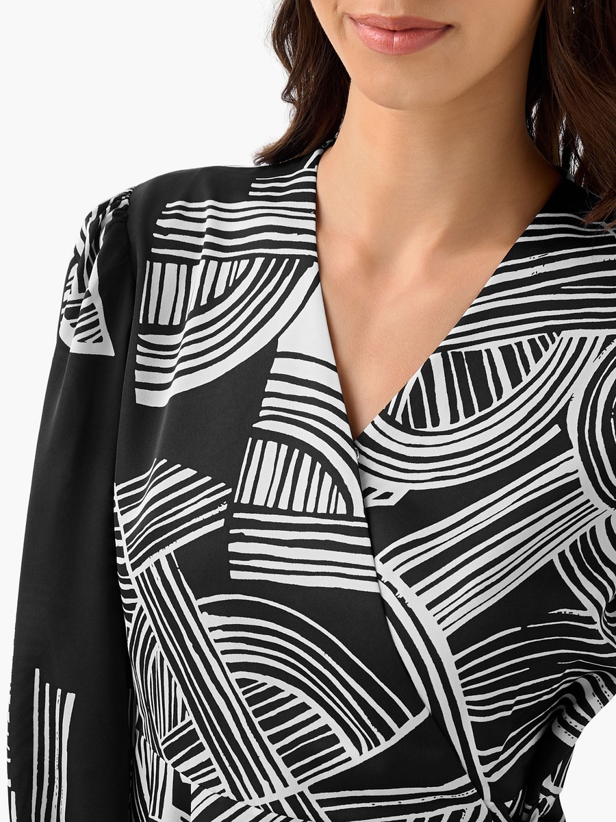 Regular Fit Wrap Top with Geometric Print