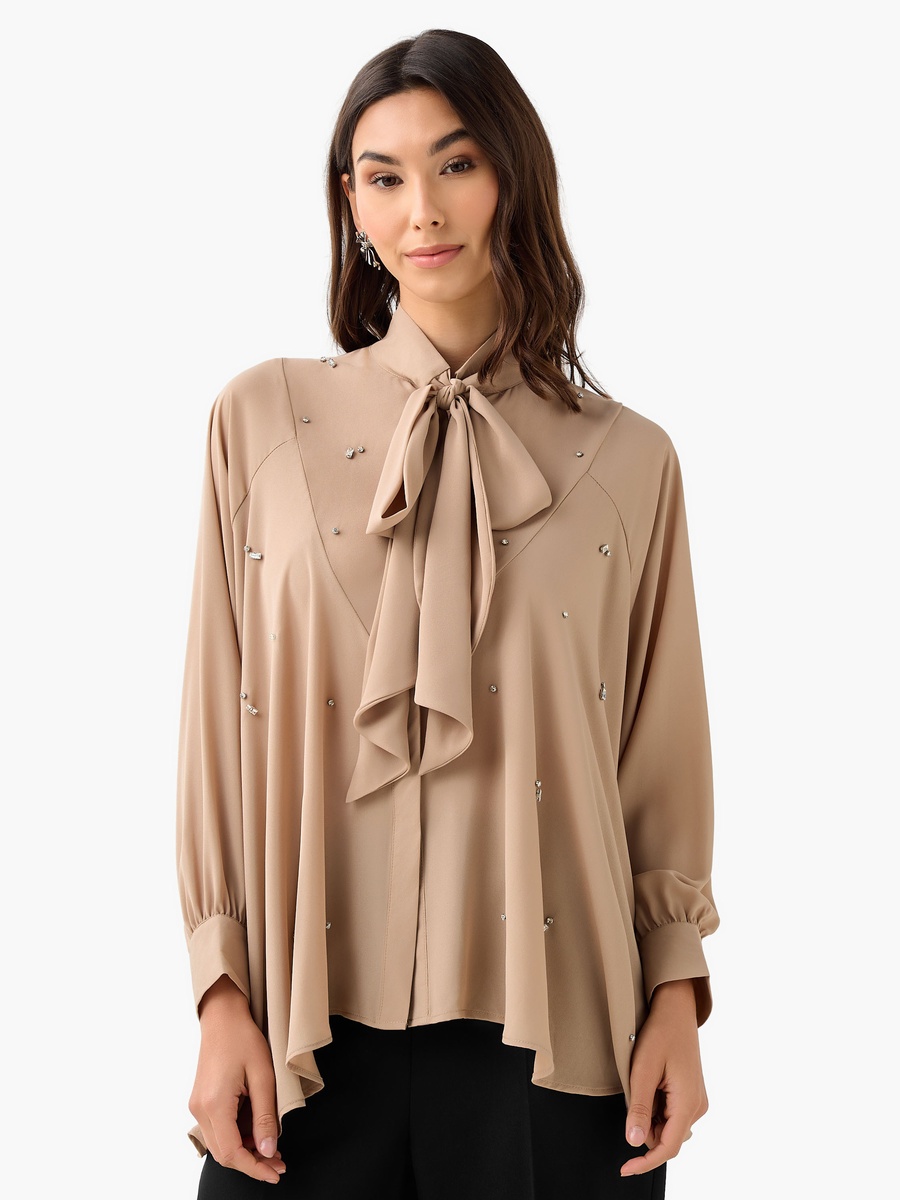 Relaxed Fit Top with Rhinestone Embellishments