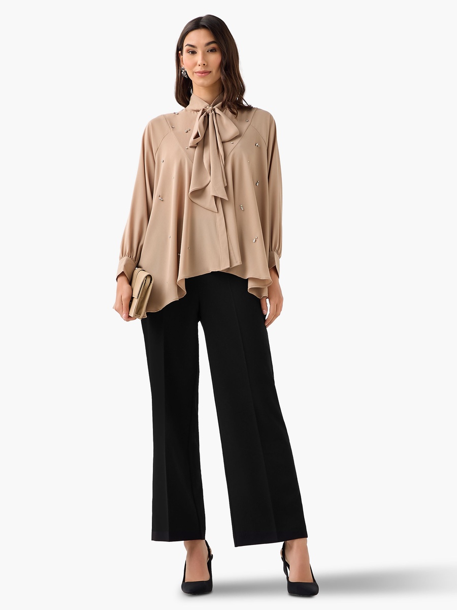 Relaxed Fit Top with Rhinestone Embellishments