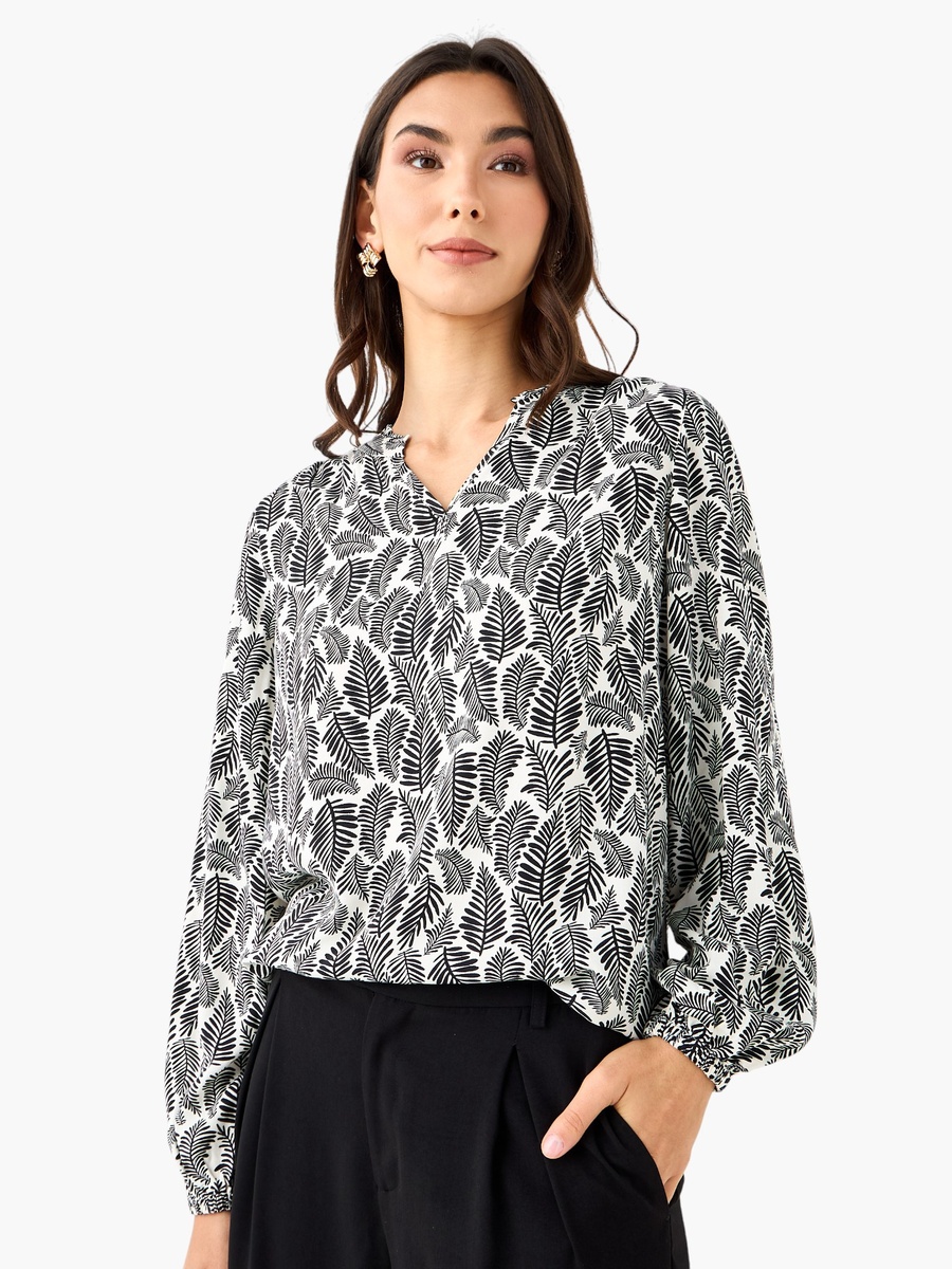 Regular Fit Viscose Top with Mandarin Collar