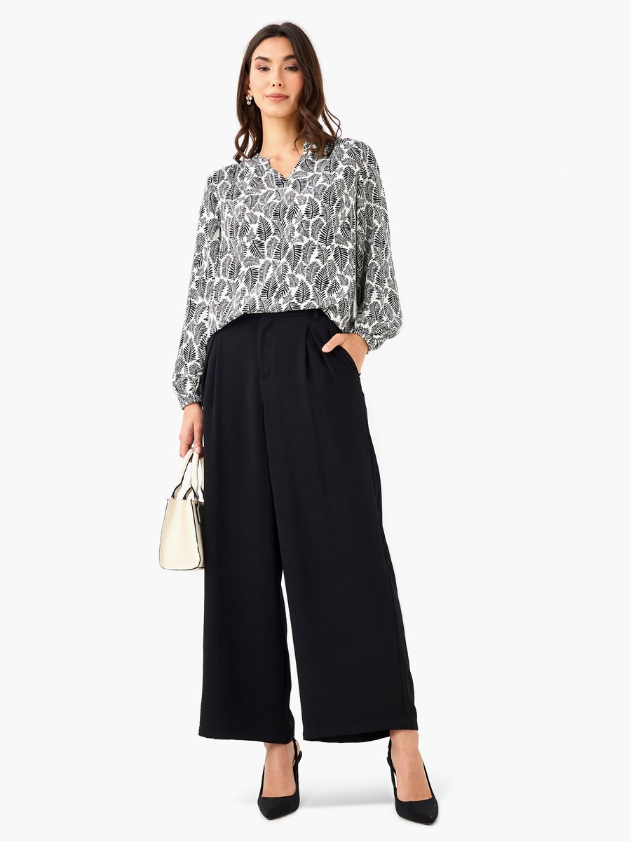 Regular Fit Viscose Top with Mandarin Collar