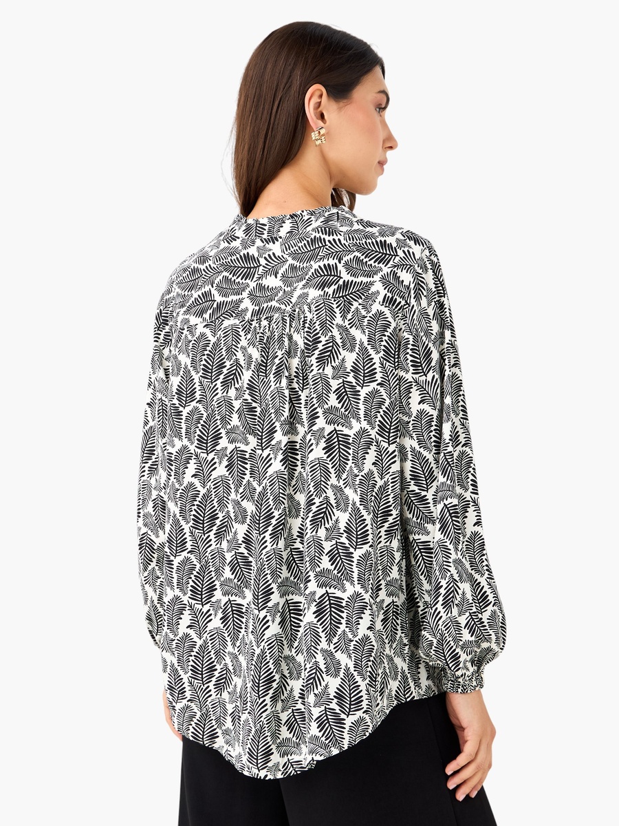 Regular Fit Viscose Top with Mandarin Collar