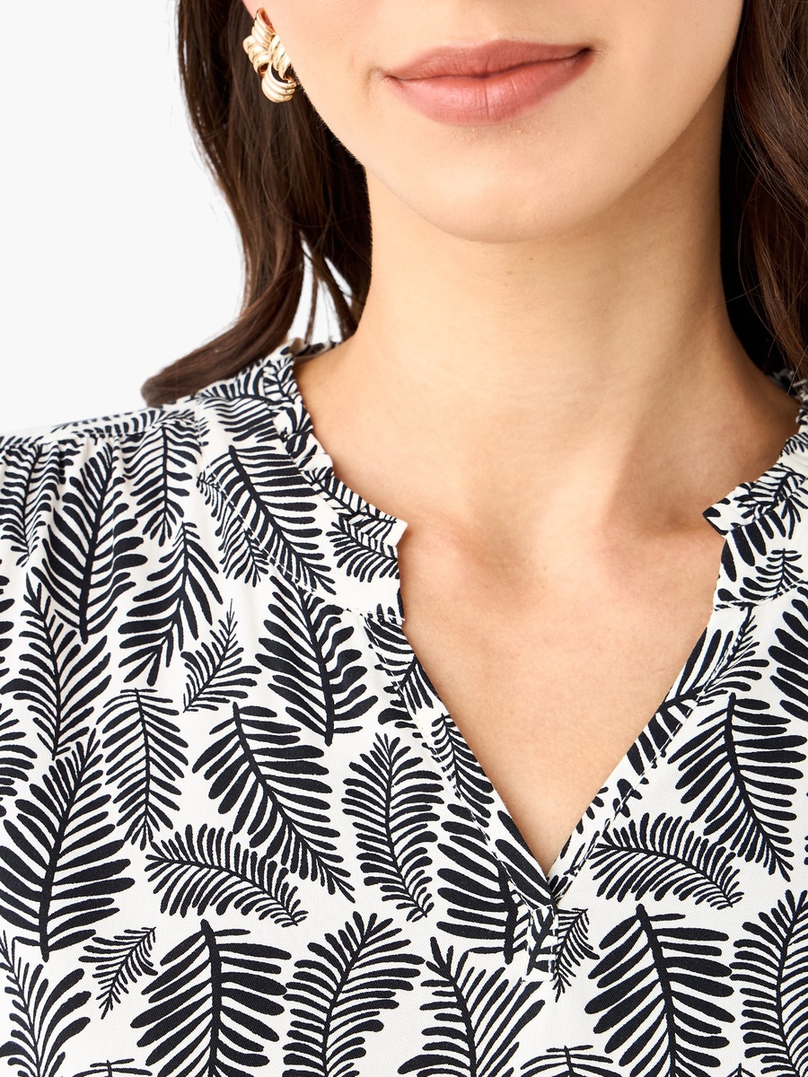 Regular Fit Viscose Top with Mandarin Collar