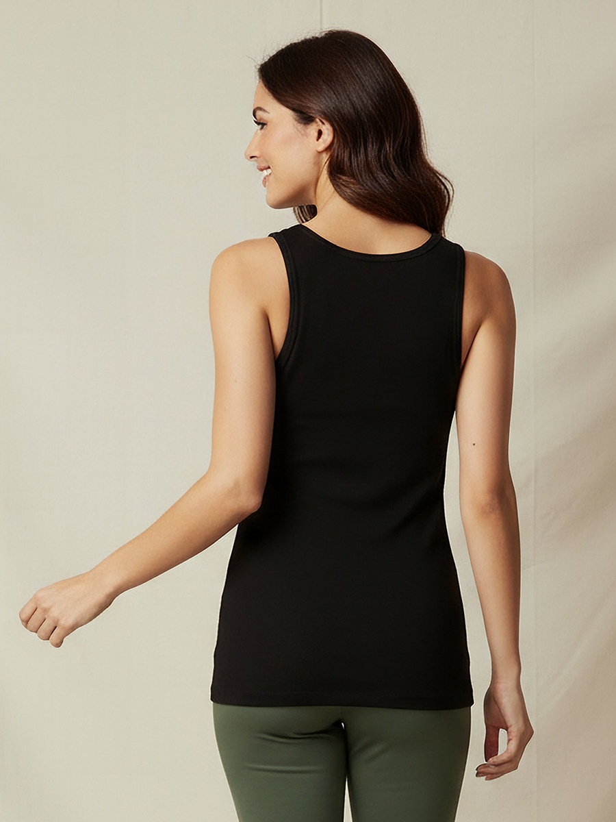 Slim Fit Tank Top with Ribbed Design and Scoop Neck