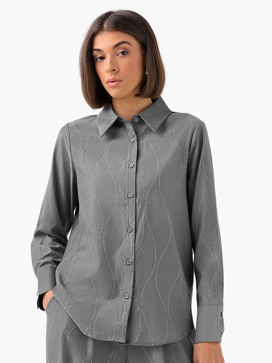 Shirt with Embellishment and Long Sleeves