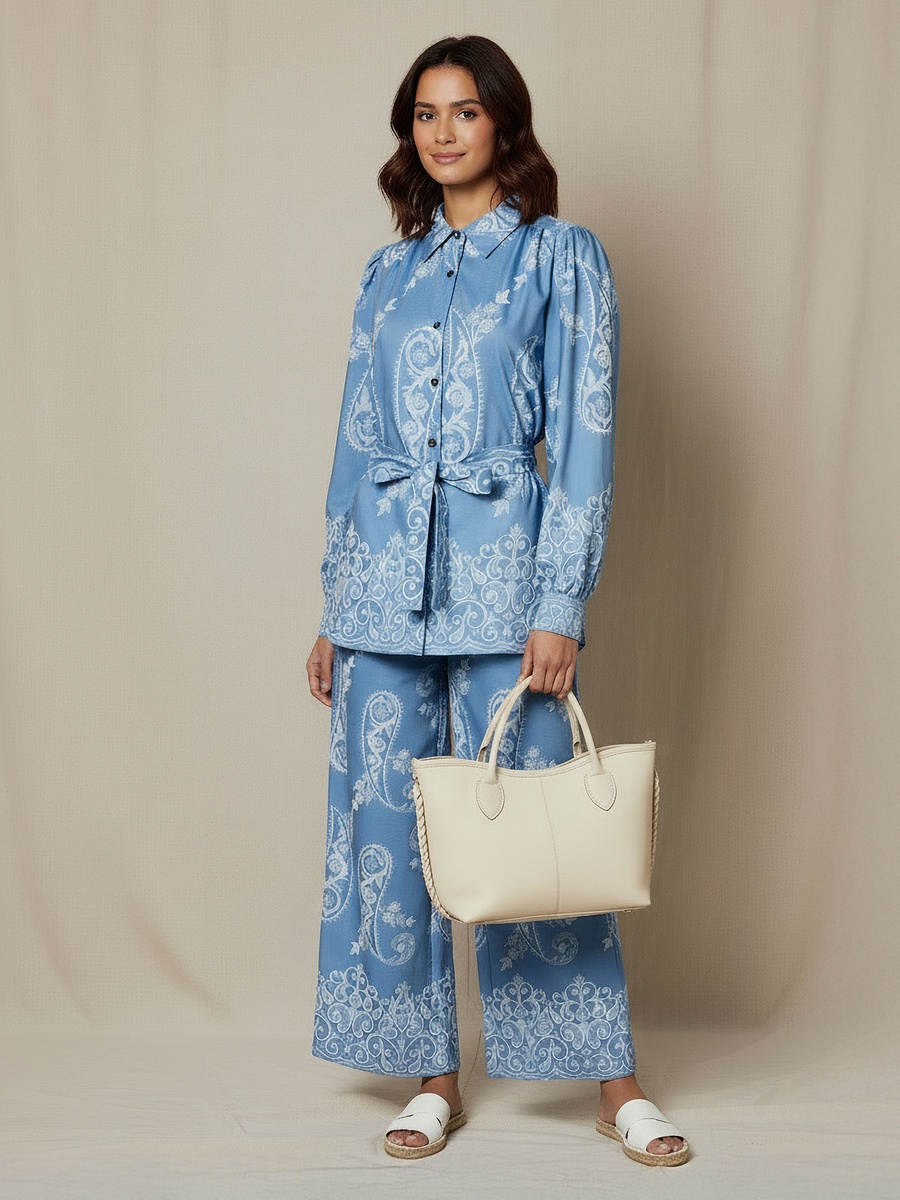 Belted Top with Floral Print