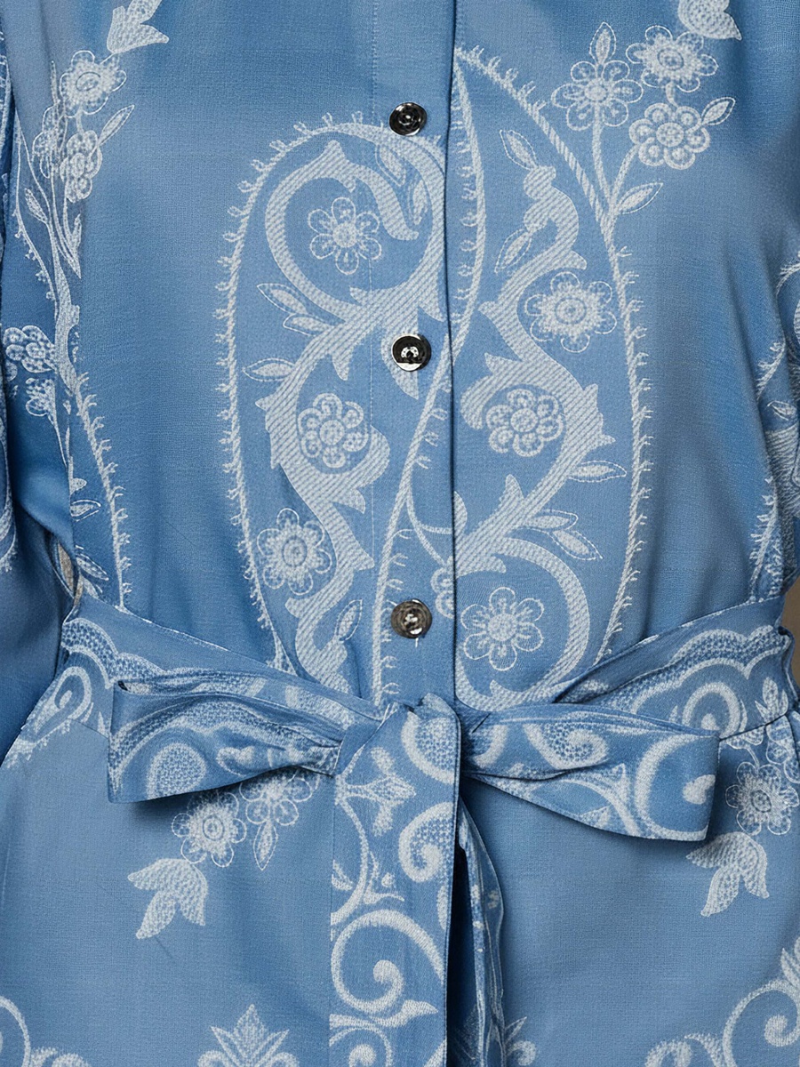 Belted Top with Floral Print