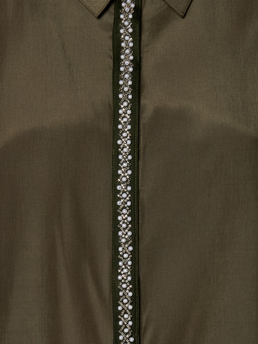 Shirt with Pearl Embellishment and Long Sleeves