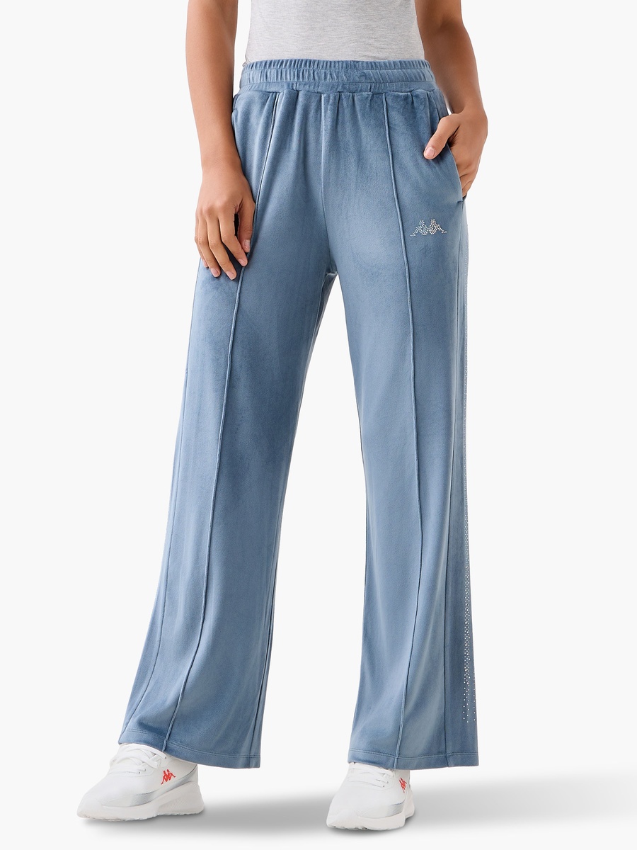 Embellished Velour Regular Fit Track Pants with Pockets