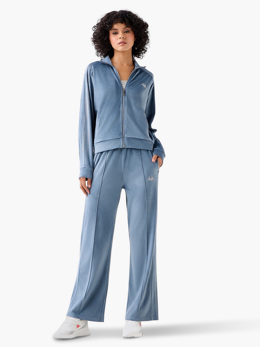 Embellished Velour Regular Fit Track Pants with Pockets