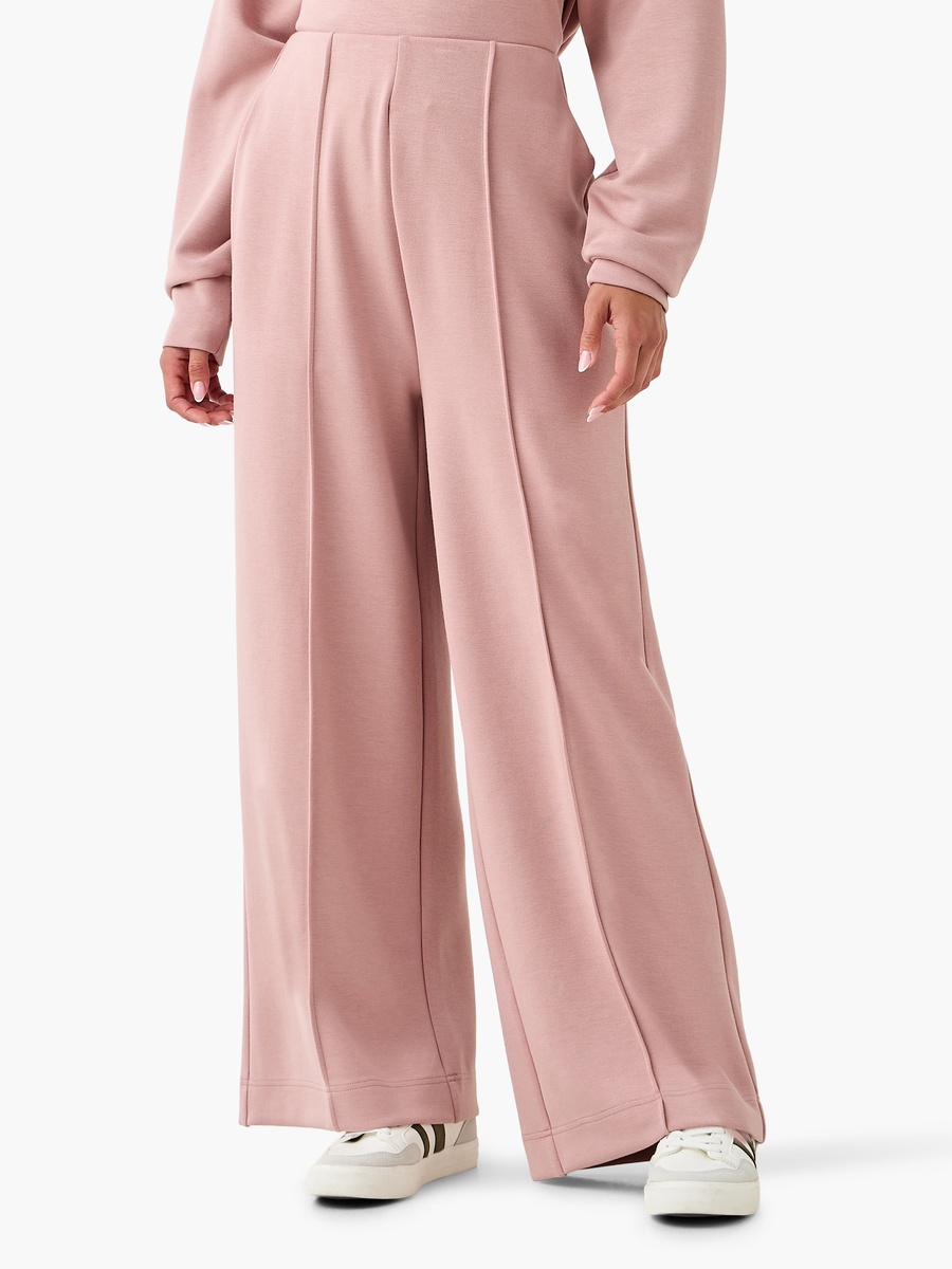 Regular Fit Flexi Waist Soft Touch Wide Leg Pants with Pintuck Detail