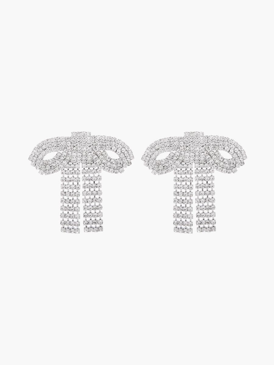Embellished Bow Earrings with Pushback Closure