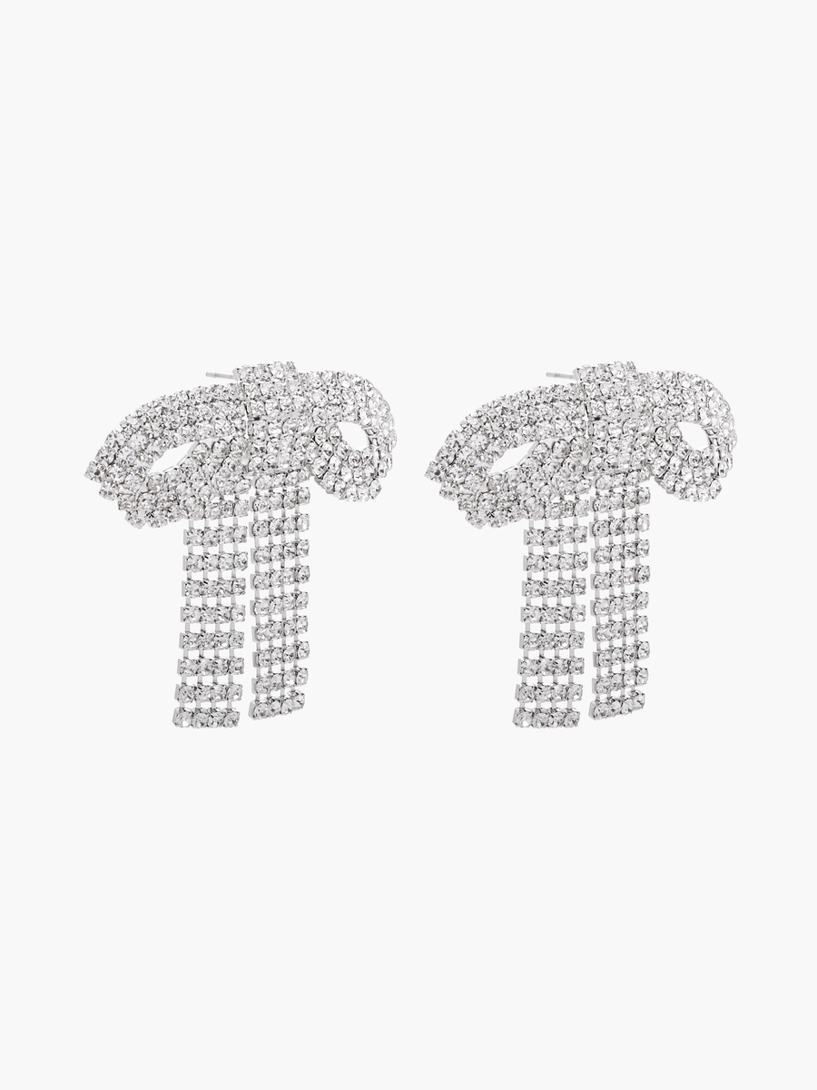 Embellished Bow Earrings with Pushback Closure