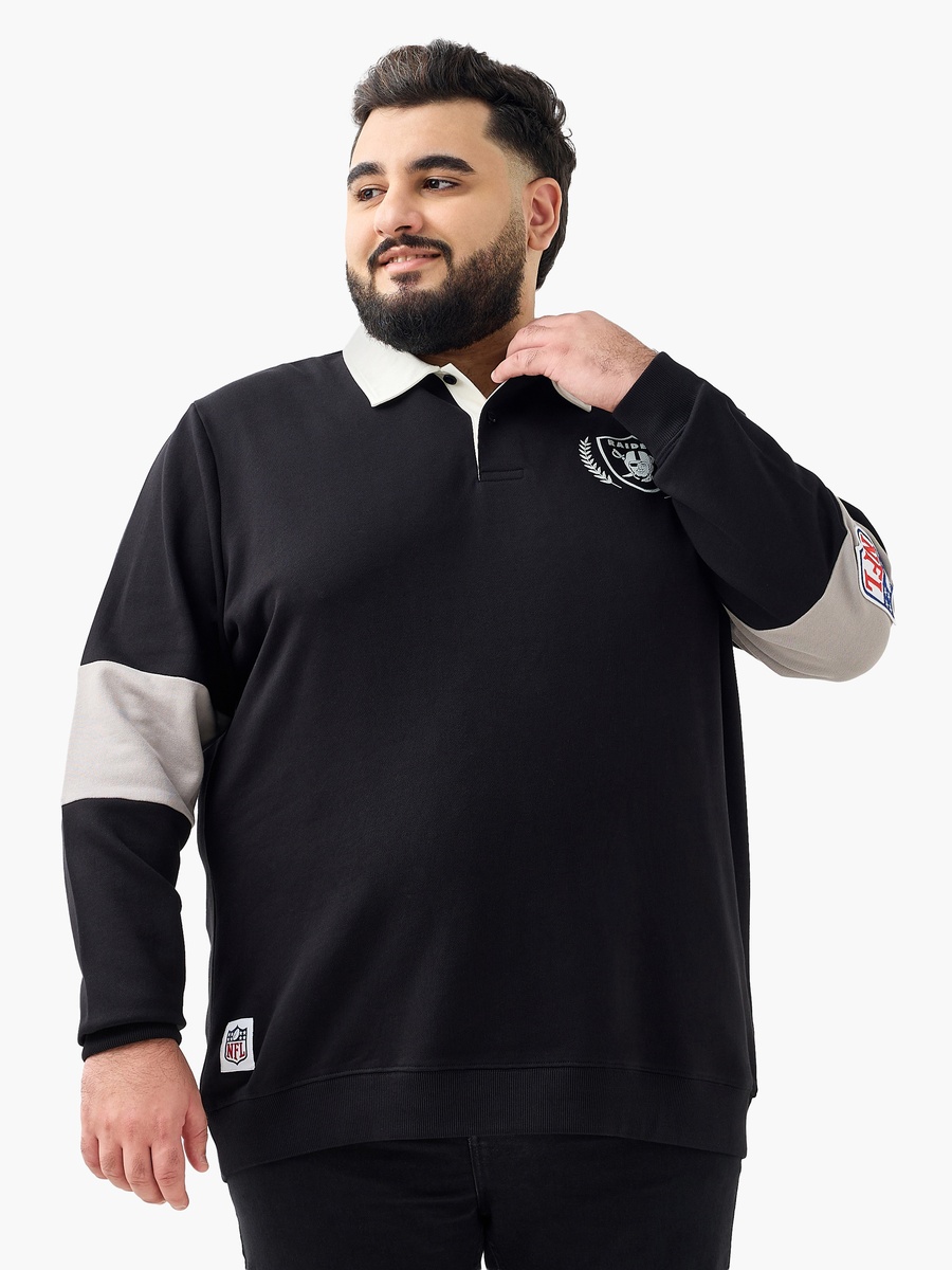 Plus Regular Fit Las Vegas Raiders Print Polo Sweatshirt
