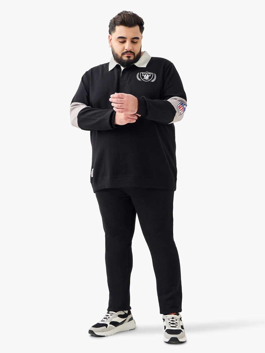 Plus Regular Fit Las Vegas Raiders Print Polo Sweatshirt