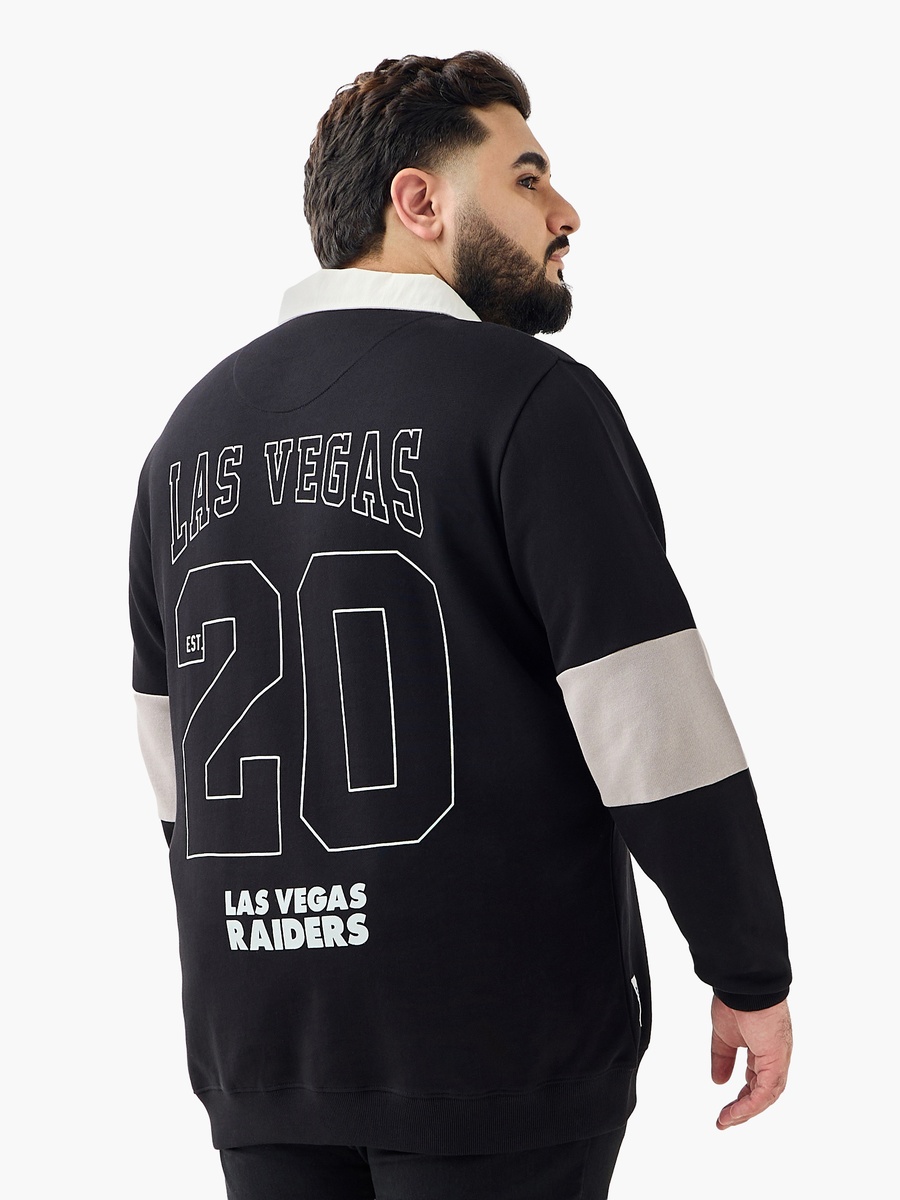 Plus Regular Fit Las Vegas Raiders Print Polo Sweatshirt