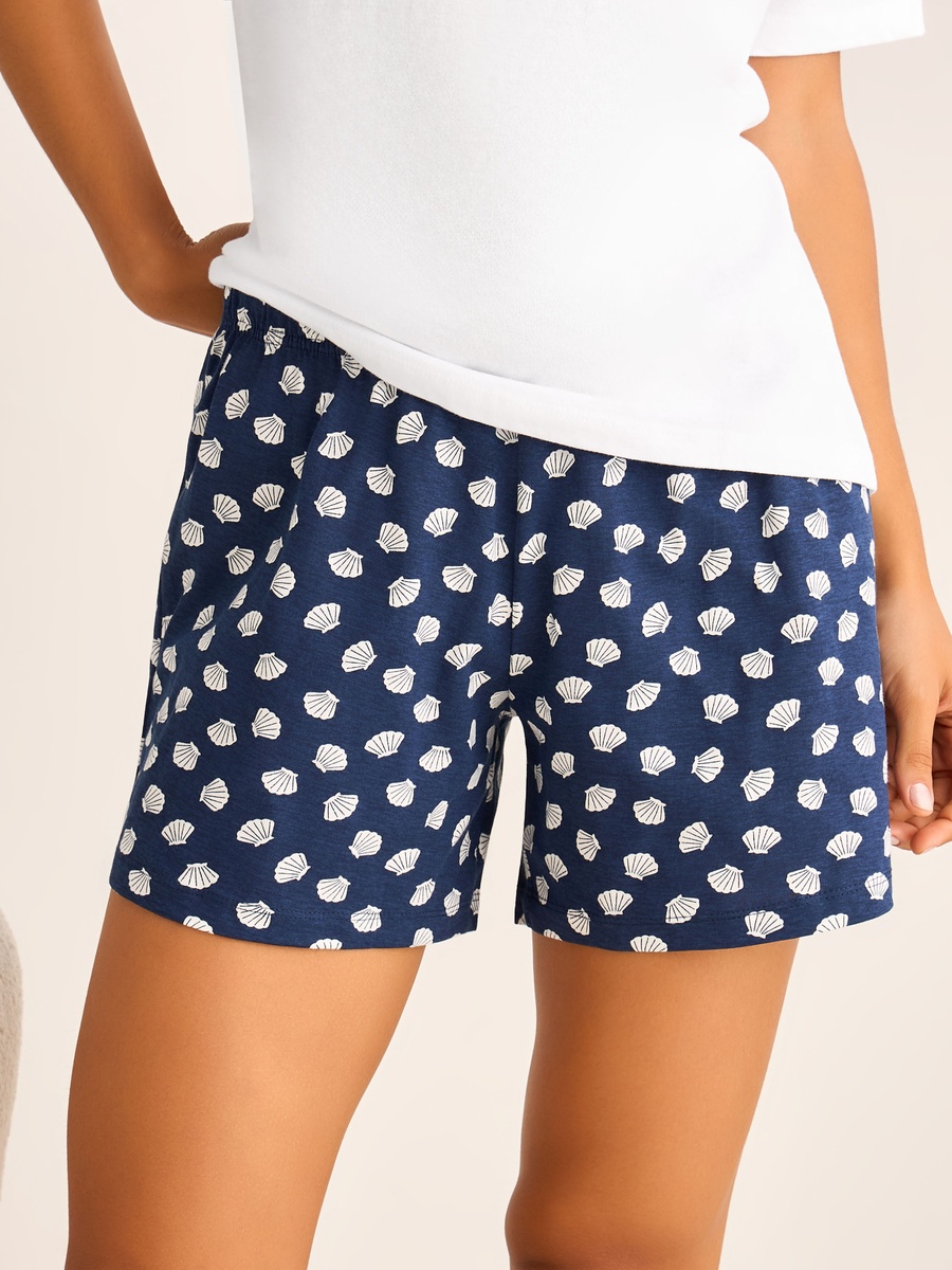 Pyjama Set with Shell Print T-Shirt and Shorts